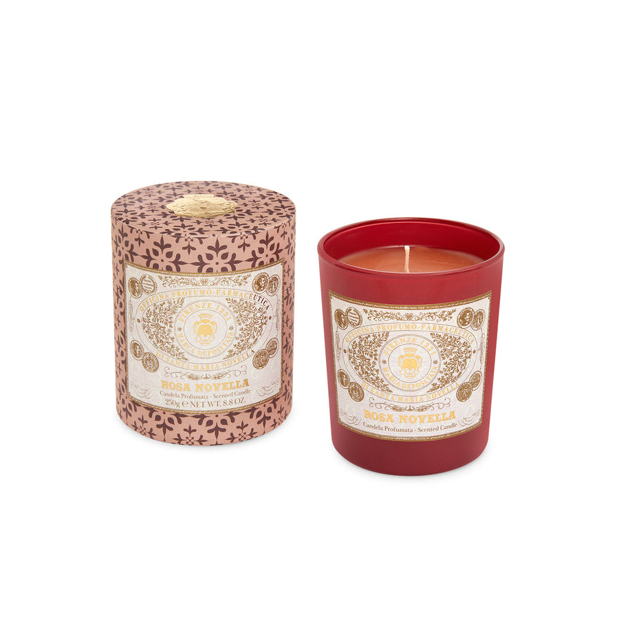 Rosa Novella Scented Candle with Glass